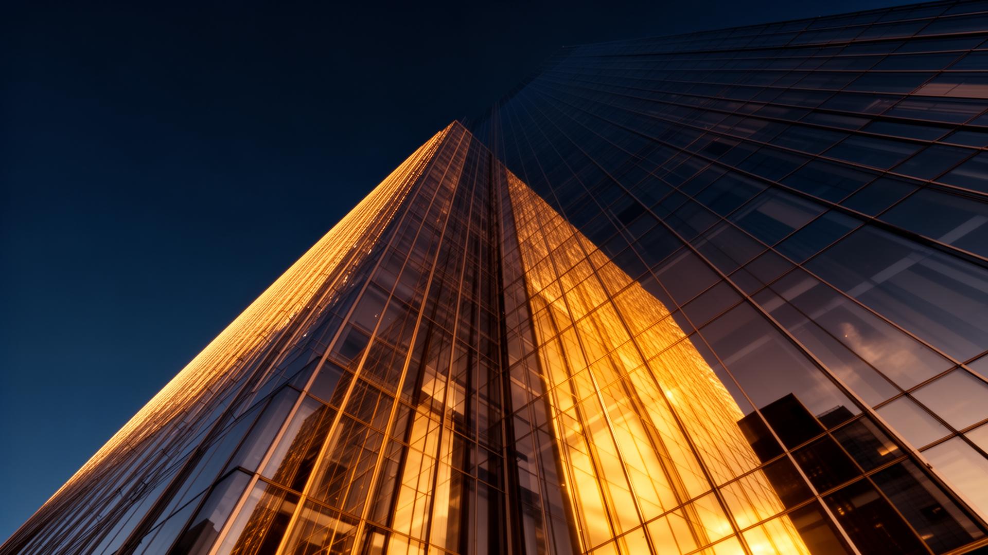 Modern skyscraper at dusk